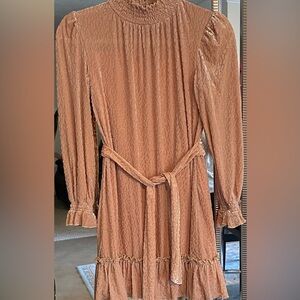 Girls Textured Valvet Long sleeve Dress
